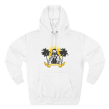 Tropical Saint Hoodie — Palm Trees & Sunrise Graphic Pullover