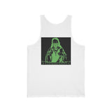 Religious Rock Band Tank — 'God Money Power' Neon Saint Graphic Tank Top