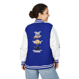Letterman Jacket — 'War Money Power' Crown Graphic Varsity Jacket