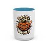 God Money Power- Pumpkin Coffee Mug — Halloween Accent Mug (11/15oz)