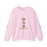 Crewneck Sweatshirt — "God Money Power" Crown & Coin Graphic