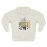 God Money Power Hoodie — Three-Panel Fleece Graphic Hoodie