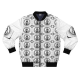 Graphic Bomber Jacket — Retro Monochrome Pattern