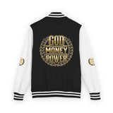 Letterman Jacket — "God Money Power" Bold Crest Varsity Jacket