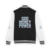 Letterman Jacket — 'God Money Power' Retro Chrome Varsity Jacket