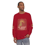 Long Sleeve T-Shirt — 'God, Money, Power' Pyramid Graphic