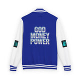 Letterman Jacket — "GOD MONEY POWER" Retro Graphic Varsity Jacket