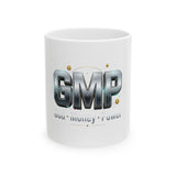 GMP Chrome Logo Mug — Good Money Power Ceramic Coffee Cup (11oz, 15oz)