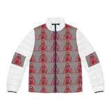 Men's Red Retro Surf Puffer Jacket — All-Over Print Vintage Surfer Pattern