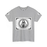 Graphic Tee — “God Money Power” Retro Stencil Jesus Streetwear T‑Shirt