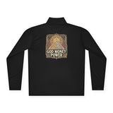 Quarter-Zip Pullover — Gold Money Prayer Art Deco Chest & Back Design