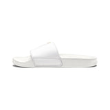 Men's Slide Sandals — White Removable-Strap Slides with 'GMP' Gold Emblem