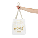 Inspirational Faith Tote Bag — "Put God First, Hustle for the Money" All-Over Print