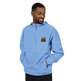 God Money Power- Packable Anorak Jacket — Bright Orange Hooded Windbreaker with Small Graphic
