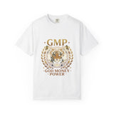 GMP Tiger Crest T‑Shirt — "God Money Power" Graphic Tee