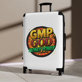 GMP God Money Power Suitcase — Bold Travel Carry-On with Retro Comic Logo