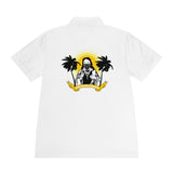 Men's Sport Polo - Tropical Jesus Graphic Polo with Palm Trees & Sunshine