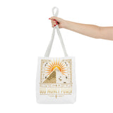 Egyptian Pyramid Tote Bag — "God Money Power" Sun & Ankh Graphic
