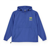 God Money Power- Royal Blue Packable Anorak Jacket with Floral Patch — Lightweight Hooded Windbreaker