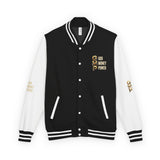 God Money Power Letterman Jacket — Red Varsity Bomber with GMP Gold Logo
