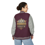 Letterman Jacket — 'God Money Power' Retro Crest Varsity Jacket