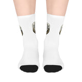 God Money Power- Mid-Length Socks — Merry Christmas Badge Design Holiday Crew Socks