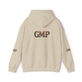 GMP Logo Hoodie — Classic White Pullover with Subtle Gold Accent