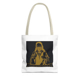 Religious Icon Tote Bag — 'God Money Power' Gold Graphic
