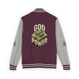 God Power Letterman Jacket — Retro Faith Varsity Coat