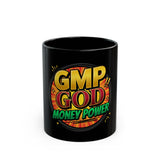 GMP God Money Power Black Coffee Mug — Bold Retro Financial Motivational Design (11oz/15oz)