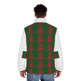 Puffer Jacket — Festive Red & Green Patterned Winter Coat