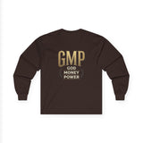 GMP (God Money Power) Long Sleeve Tee — Gold Logo Faith Streetwear