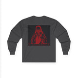 Long Sleeve Tee — Red Samurai Graphic Prayer Pose
