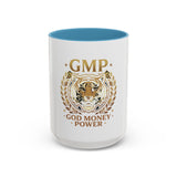 GMP Tiger Accent Coffee Mug — "God Money Power" Motivational 11/15oz Ceramic Mug