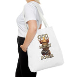 God Money Power Crown Tote Bag — Religious Inspirational Statement Tote