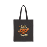 God Money Power- Halloween Pumpkin Cotton Canvas- Tote Bag