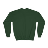 Youth Crewneck Sweatshirt — Vintage Halloween Pumpkin "GOD MONEY POWER"