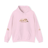 God • Money • Power Hoodie — White Pullover with Gold GMP Logo