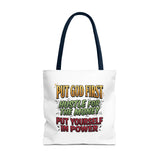 Inspirational Gospel Tote Bag — "Put God First, Hustle for the Money, Put Yourself in Power"