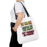 Inspirational Gospel Tote Bag — "Put God First, Hustle for the Money, Put Yourself in Power"