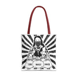 Iconic Madonna Tote Bag — 'God Money Power' Graphic All-Over Print