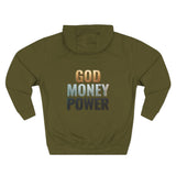 God Money Power Hoodie — Bold Religious & Motivational Graphic Pullover