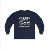 Long Sleeve Tee — GMP God "Money Power" Metallic Logo