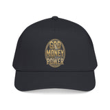 Baseball Cap — Gold Egg 'God Money Power' Embroidered Logo