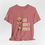 GVP 'God Money Power' Graphic Tee – Gold Lettering Christian Streetwear