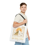 Egyptian Pyramid Tote Bag — "God Money Power" Sun & Ankh Graphic