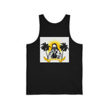 Jesus Palm Tree Tank Top — Retro Beach Religious Graphic Tank