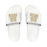 Slides — 'God Money Power' White Removable‑Strap Sandals