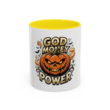 God Money Power- Pumpkin Coffee Mug — Halloween Accent Mug (11/15oz)