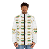 Money Badge Puffer Jacket — All-Over Print Men’s Quilted Coat